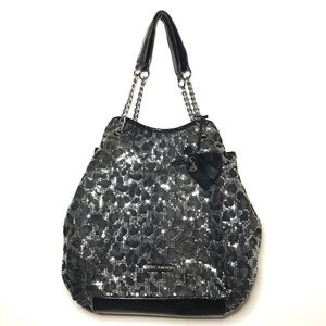 Betsy Johnson Shoulder Bag Silver Sequin Cheetah Print Purse